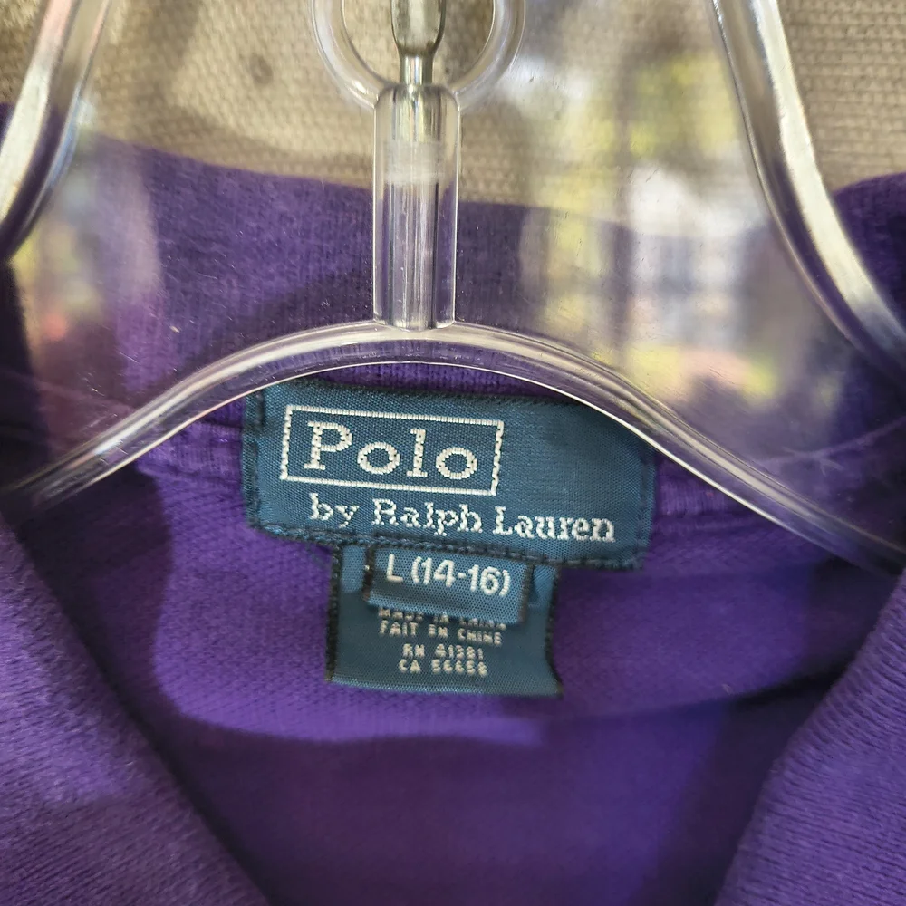 Ralph Lauren Youth Size 14/16 Large Purple Polo Shirt